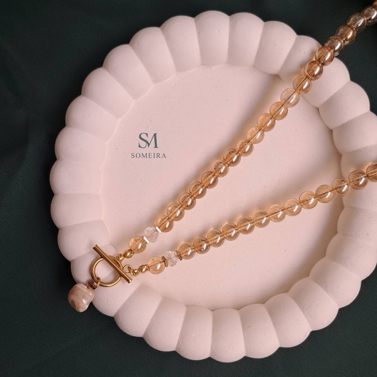 گردنبند تیله ای شامپاینی