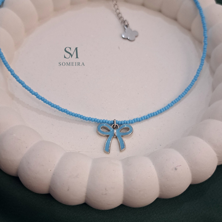 گردنبند مینیمال پاپیون آبی