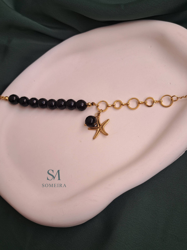 دستبند ترکیبی زنجیر و سنگ اصل